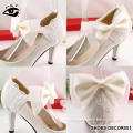 White Lace Bow Flower for wedding shoe clips Decoration Ornament with Metal Clip Shoe Charms